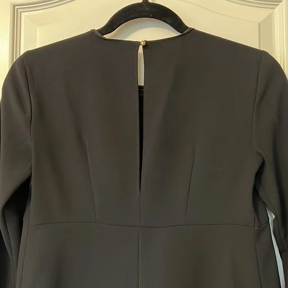 Zara Black Long Sleeve Crepe Shift Dress with Keyhole Back - Picture 10 of 12